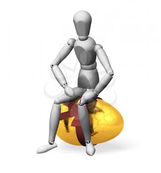 Royalty Free Clipart Image of a Person Sitting on Top of an Egg