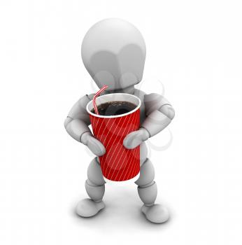 Royalty Free Clipart Image of a Person Holding a Soft Drink
