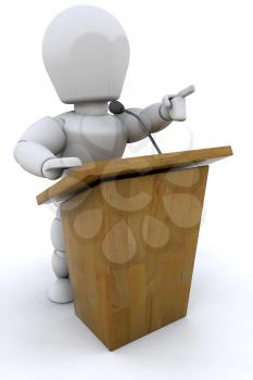 Royalty Free Clipart Image of a Person at a Lectern