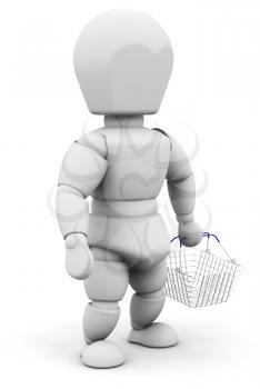 Royalty Free Clipart Image of a Person With a Shopping Basket