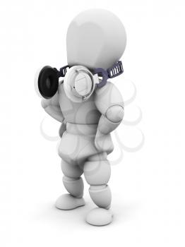 Royalty Free Clipart Image of a Person With Headphones
