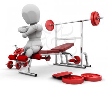 Royalty Free Clipart Image of a Person on Weight Equipment