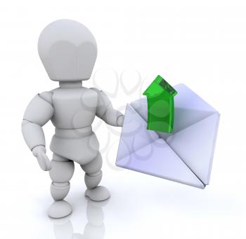 Royalty Free Clipart Image of a Person Opening Mail