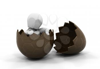 Royalty Free Clipart Image of a Person Inside a Chocolate Egg