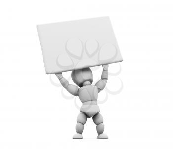 Royalty Free Clipart Image of a Guy Holding a Sign Over His Head
