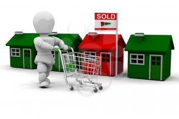 Royalty Free Clipart Image of a Person Shopping For a New Home