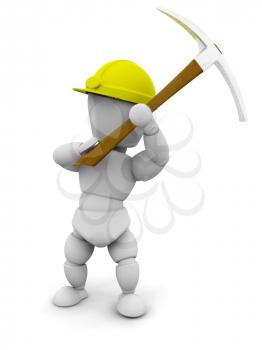 Royalty Free Clipart Image of a Guy With a Pickax