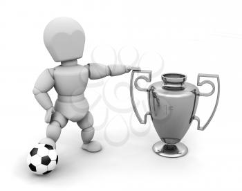 Royalty Free Clipart Image of a Person With a Soccer Ball and Cup
