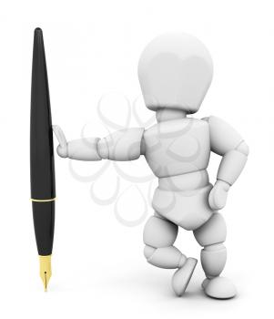 Royalty Free Clipart Image of a Person With a Fountain Pen