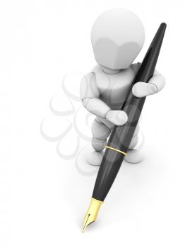 Royalty Free Clipart Image of a Person Writing With a Fountain Pen