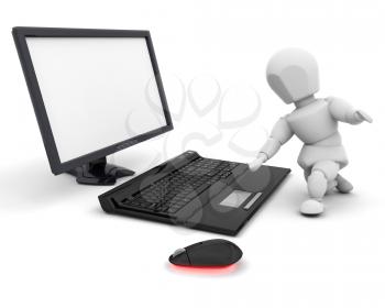 Royalty Free Clipart Image of a Person Using a Laptop