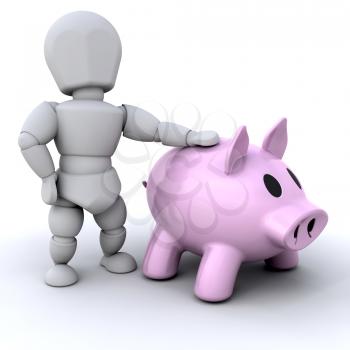 Royalty Free Clipart Image of a Person With a Piggy Bank