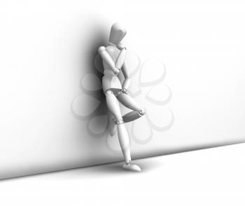 Royalty Free Clipart Image of a Man Leaning Against a Wall