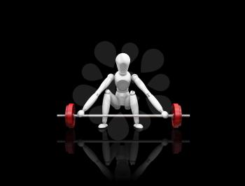 Royalty Free Clipart Image of a 3D Man Lifting Weights