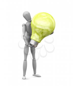 Royalty Free Clipart Image of a Man With a Light Bulb