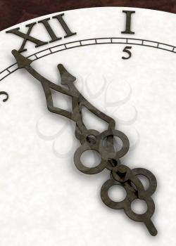 Royalty Free Clipart Image of a Clock Face Nearing Midnight