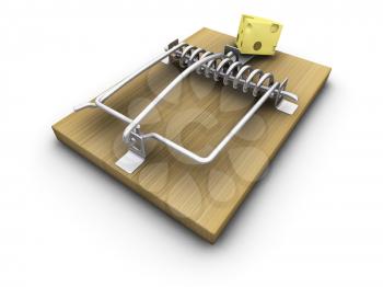 Royalty Free Clipart Image of a Mousetrap With Cheese