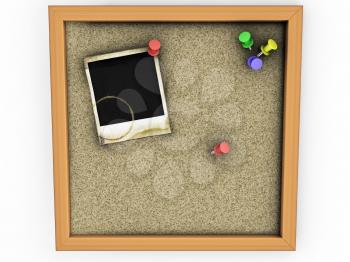 Royalty Free Clipart Image of a Cork Board With a Photo
