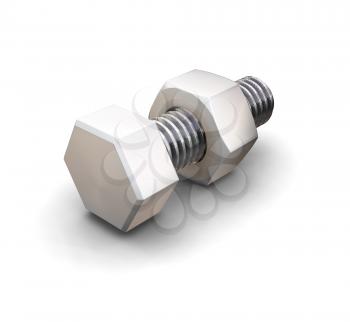 Royalty Free Clipart Image of a Nut and Bolt