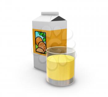 Royalty Free Clipart Image of a Carton and Glass of Orange Juice