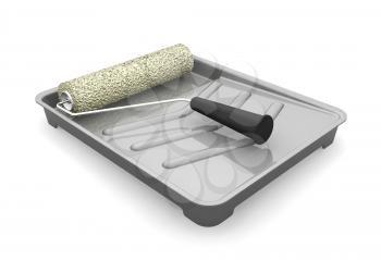Royalty Free Clipart Image of a Paint Roller and Tray