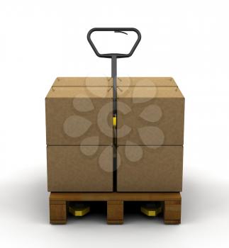 Royalty Free Clipart Image of a Skid With Boxes