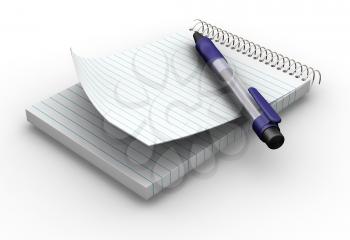Royalty Free Clipart Image of a Notepad With a Pen