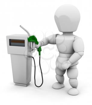 Royalty Free Clipart Image of a Person With a Gas Pump