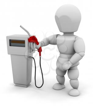 Royalty Free Clipart Image of a Person With a Fuel Pump