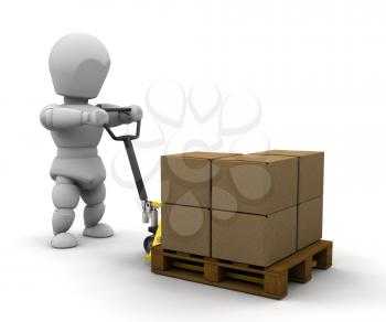 Royalty Free Clipart Image of a Person With a Pallet