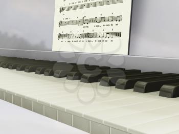 Royalty Free Clipart Image of Piano Keys and Sheet Music