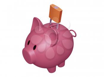 Royalty Free Clipart Image of a Piggy Bank With Padlock