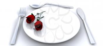 Royalty Free Clipart Image of a Place Setting With Roses