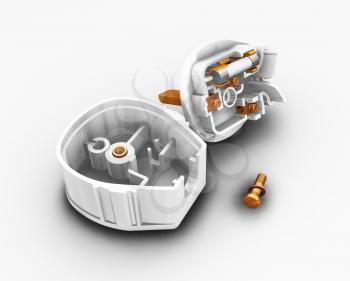 Royalty Free Clipart Image of a Dismantled Plug Socket