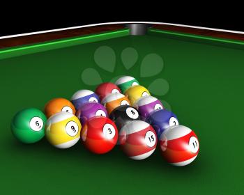 Royalty Free Clipart Image of a Pool Balls on a Table