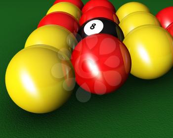 Royalty Free Clipart Image of Pool Balls on a Table