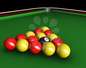 Royalty Free Clipart Image of Pool Balls on a Table