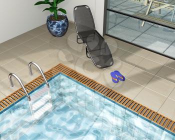 Royalty Free Clipart Image of a Pool House