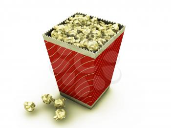 Royalty Free Clipart Image of a Container of Popcorn