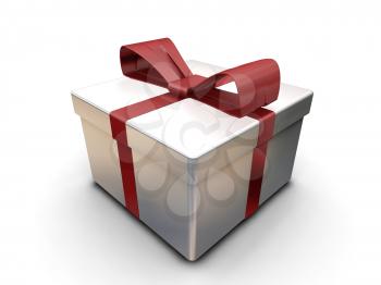 Royalty Free Clipart Image of an Present With a Red Bow