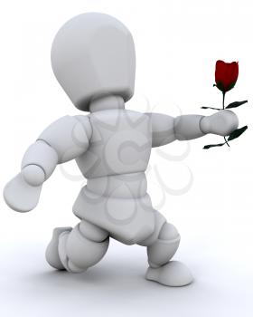 Royalty Free Clipart Image of a Person Giving a Rose