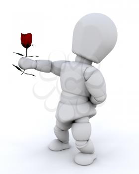 Royalty Free Clipart Image of a Man Offering a Rose