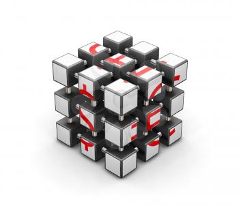Royalty Free Clipart Image of a Rubik's Cube Concept Puzzle
