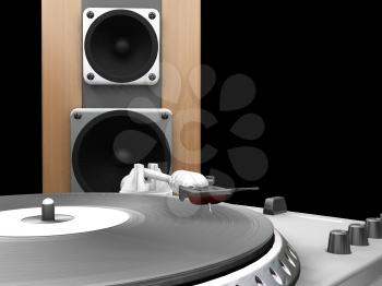 Royalty Free Clipart Image of a Turntable and Speaker