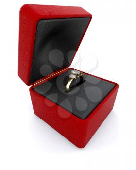 Royalty Free Clipart Image of an Engagement Ring in a Jewellery Box