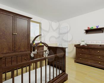 Royalty Free Clipart Image of Nursery Furniture