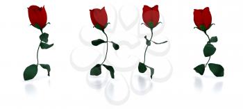 Royalty Free Clipart Image of Four Running Roses