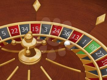 Royalty Free Clipart Image of a Roulette Wheel With the Ball on Number 13