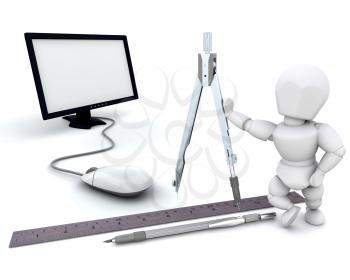 Royalty Free Clipart Image of an Architect With Tools