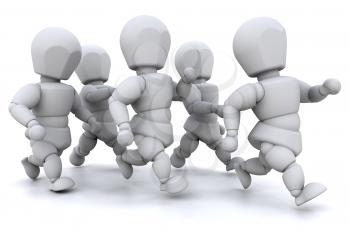 Royalty Free Clipart Image of a Group of People Running